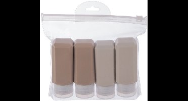 Reisflesjes in Doos Silicone 5 delig - Reisflessen - Reiscontainers - Toiletartikelen - Reisflacons - Flessen voor Shampoo - Crème Conditioner - Spoeling - Cosmetica