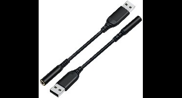 DTECH - USB-A naar 3.5mm Jack Audio Adapter - Gevlochten kabel - Geschikt voor Computers, Laptops - Zwart