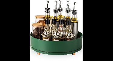 Velox Goods VL‑529 Draaiplateau – 360° Organizer Ø27 cm – Roterend Kruidenrek & Lazy Susan – Voor Keuken, Koelkast, Badkamer – Groen – Antislip & Groot Formaat