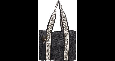 Beagles Ibiza Shopper - Riet - Strandtas - Schoudertas - Dames - Tote Bag - Dames Tas - Zwart