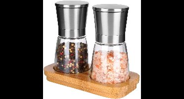 Orion - Molen voor Peper en Zout - 14.5 cm - Bambus Standaard - Incl. Twee Molen