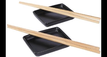 7-delige sushi serveer set voor 2 personen - keramiek - zwart