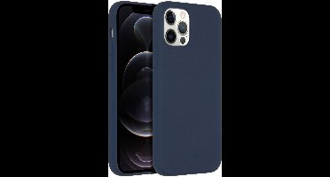Accezz Hoesje - Geschikt voor Apple iPhone 12 Pro / 12 - Liquid Silicone Backcover geschikt voor MagSafe - Donkerblauw