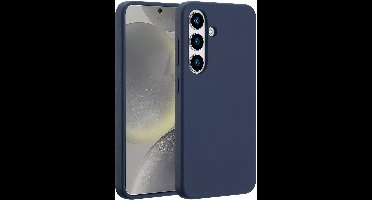 Accezz Hoesje - Geschikt voor Samsung Galaxy S25 - Liquid Silicone Backcover met Magnetische Ring - Donkerblauw