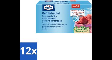 12 x Toppits – Diepvrieszakjes – 3 Liter – 30 Zakjes - Diepvrieszak 3 L - Diepvrieszak - Diepvrieszak 3 L - Vrieszak - Vrieszak 3 L