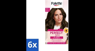 6 x Palette - Haarverf - Perfect Gloss 5 Medium Brown - Haarkleur - Ammoniakvrije Haarkleuring - Glanzende Haarkleur - Haaruitwasbaar - Grijsdekking