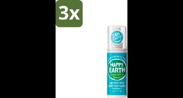 Happy Earth – Deodorant Spray – 100% Natuurlijk Cedar Lime – 100 ml - Bulkverpakking - 3 stuks