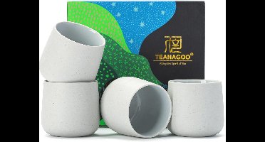 TEANAGOO Ceramic Japanese Tea Cup, 205ml, Lt.Grey, H5, 4pcs/box, Japanese Tea Cups, Chinese Tea Cup, Asian Tea Cups, Asian Tea Cups, Korean Tea Cup Ceramic Cup for Tea