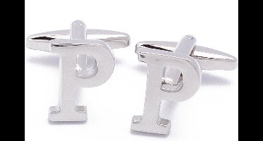 Manchetknopen - Letters Initialen Letter P Zilver Metaal
