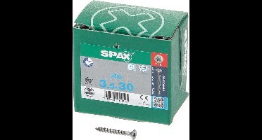 Spax - Spaanplaatschroeven - Torx 15 Platkop - 3,5 x 30mm - Voldraad - RVS (200 stuks)