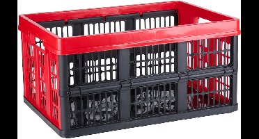 Dirt Devil Vouwkrat 45 Liter – Klapkrat voor Boodschappen – Opvouwbare Krat met Handgrepen – Opbergkrat met Ventilatie – Rood Zwart