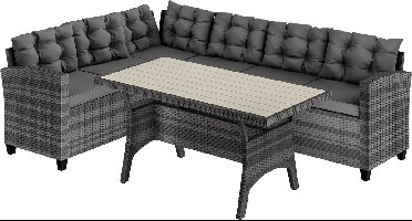 Casaria Loungeset - 6 Personen Eettafel Polyrattan – Grijs