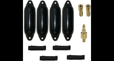 Set van 4 met Majoni Star 15 stootwillen incl. spatelleidingen, 2 vervangingsventielen, 1 ventieladapter - zwart, 45 x 12 cm