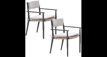 Garden Impressions Lily tuinstoel donker grijs - 2 stuks