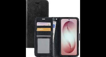 Hoesje - Met Pasjeshouder - Geschikt voor Samsung Galaxy S26 Plus - Luxe Bookcase Portemonee - Flip Case - Kunstleer Book Case - Flipcase - Book Cover - Walletcase - Portemonneehoes - Zwart