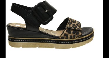 Zwarte Damessandaal Sleehak Leopard maat 38