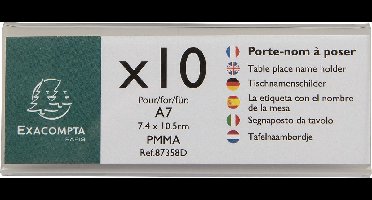 Exacompta 10x Pak van 5 naamhouders 105x40mm (A7 geplooid) horizontaal Office kristalhelder - Transparant - 87358D