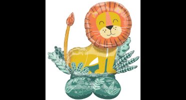 RIETHMULLER - Gigantische aluminium ballon Airloonz leeuw "Get Wild" 114 x 110 cm, jungle decoratie