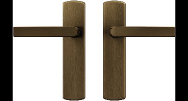 AXA Binnendeurbeslag set (Curve Klik) Brons geslepen: Kruk (model Blok) op schild