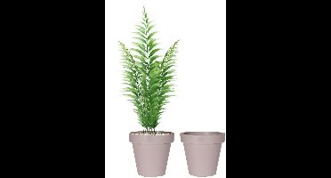 Pro Garden Bloempot - 2x - taupe - rond - D40 cm - kunststof - plantenpot - tuin buiten