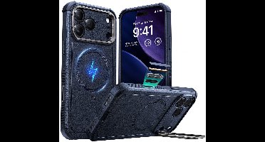 ESR Hoesje Geschikt voor iPhone 17 Pro Max - Cyber Tough Stand - Compatibel met MagSafe / Qi2 - Back Cover met Standaard - Kickstand - Camera Control - Blauw