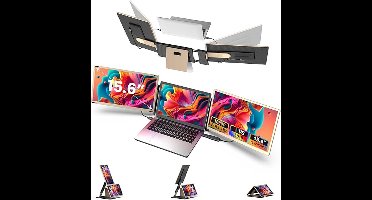 Draagbare Monitor – Portable Scherm – Extern Display – Laptop Scherm – 15,6 Inch Full HD – 90°-235° Rotatie – HDMI & USB-C Aansluiting