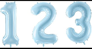 PARTYDECO - Gigantische cijferballon pastelblauw 86 cm van aluminium