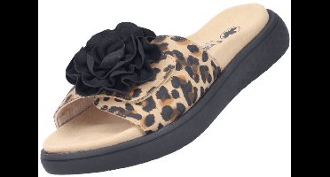 Rieker dames muiltjes zwart/leopard