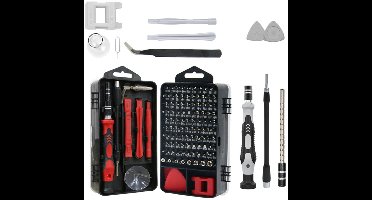 115-in-1 precisieschroevendraaierset (met kleine borstel) - Reparatieset voor mobiele telefoons, smartphones, tablets, laptops en brillen (rood)-Belle's product