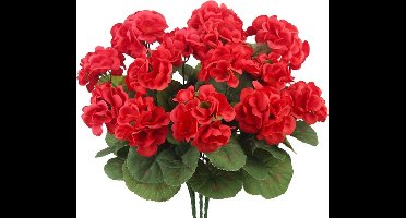3 Stuks Kunstmatige Decoratiebloemen - Zijdeachtige Nep Geraniums - Geschikt Voor Binnen En Buiten - UV-bestendig - Voor Realistische Decoratie in Tuin, Balkon En Interieur (Rood)