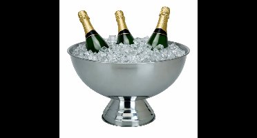 Excellent Houseware Champagnekoeler - op voet - RVS - zilver - 39x24 cm - schaal