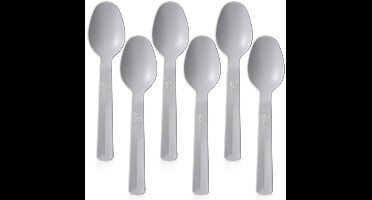 Tafellepels Plastic Grijs 6 stuks - Eetlepels - Tafelbestek - Bestek - Lepels