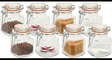 Excellent Houseware Weckpot/Voorraadpot Mini - 12x stuks - kruidenpotjes - 90ml - 7 x 5 cm