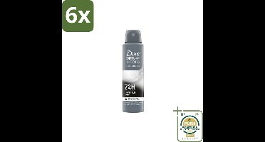 Dove Men+Care – Deodorant Spray – Invisible Dry – 150 ml - Voordeelverpakking - 6 stuks - Okselgeur - Schone kleding