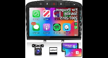 Autoradio Peugeot 308/408 – Multimedia Systeem – Touchscreen Radio – Android Auto – CarPlay – 9 Inch HD Display – 8-Kern Processor – Achteruitrijcamera Met Nachtzicht