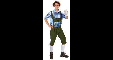 PartyXplosion - Kostuum - Lederhose - Heinz - Lang - Groen - Carnaval kostuum heren - XL/XXL