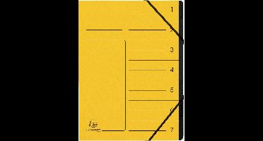 Exacompta 10x Sorteermap met vaste rug - elastosluiting - zwarte binnenafwerking - 7 vakken - A4 - Geel - 540709E