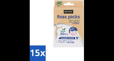 15 x Sence – Flosser – Fresh 2-in-1 Bamboo – 50 Flossers - Mondhygiëne - Flosser - Tandenstoker - Flosdraad - Tandplak