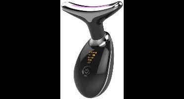 Oneay Gezichts- en Halsmassageapparaat - 7 Kleuren Lichttherapie & Rood Licht voor Huidversteviging - Anti-Aging Skin Care Device - Zwart
