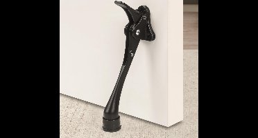 Deurstuk – zwart – 18 cm – 1 stuk – uitschuifbaar deurblok met antislip rubberpunt, éénhandig zware deurstop, geschikt voor lage deuren, verstelbaar metalen deurframe