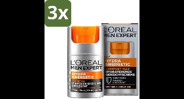 3 x L'Oréal Paris Men Expert Hydra Energetic Comfort Max - Dagcrème - Hydraterend voor Droge Huid - 50 ml - Dagcrème Voor Mannen - Droge Huid - Hydratatie - Vermoeidheid - Huidbescherming