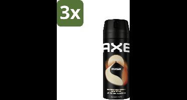 3 x Axe Deodorant Bodyspray Musk 150 ml - 48 Uur Geurbescherming - Deodorant Sprayer - Zinktechnologie - Geur Van Musk - Geur Van Patchouli