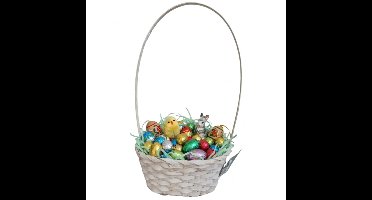 Kaemingk Rieten mandje met hengsel - geel - D20 x H38 cm - paasmandje