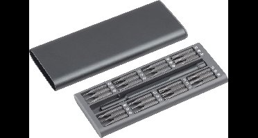 48-delige Fijnmechanische Bitset in Aluminium Koffer - T2-T4, TR5-TR20, PH000-PH1, PZ000-PZ1, Pentalobe, Tri-Wing, Zeskant, Sleuf, SIM-Pin - Reparatieset voor Smartphones, Laptops, Horloges, Brillen