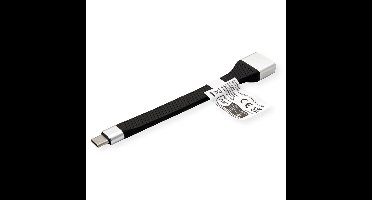 ROLINE USB 3.2 Gen 2 siliconen kabel, Emark, C-A, M/F, 10Gbit/s , zwart, 11 cm