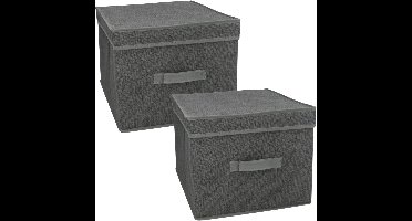 Gerimport Opbergbox London - 2x - 40 x 31 x 25 cm - antraciet - met handvaten