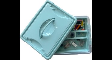 Plasticforte Naaidoos/naaigerei opbergbox - groen -12L - 34 x 27 x 18 cm - met vakverdeling tray - wol/garen/spelden