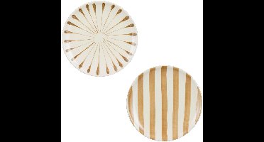Mica Decorations Elsie Ontbijtbord - Assorti - H2 x Ø20 cm - Steengoed - Bruin