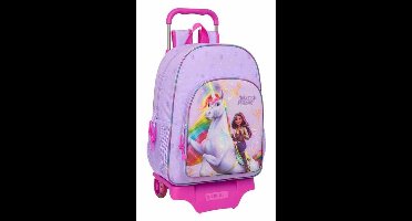 Schoolrugzak met Wielen Unicorn Academy Lila 33 x 42 x 14 cm