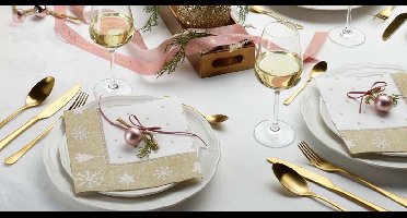 50 Servetten ROYAL Collection 1/4 vouw 40 cm x 40 cm goud X-Mas